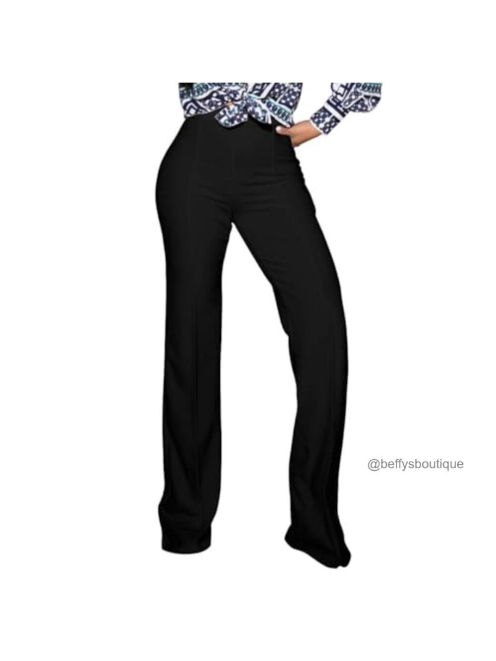PINSV Women's High Waisted Stretchy Bootcut Pull On Dress Pants Work